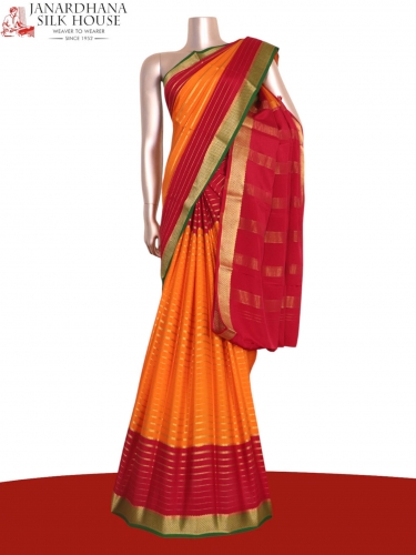 Pure Veldhari Zari Lines Mysore Crepe Silk Saree